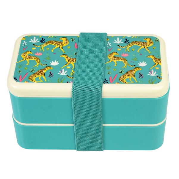 Rex London Cheetah Bento Lunch Box with Cutlery image 1 of 3