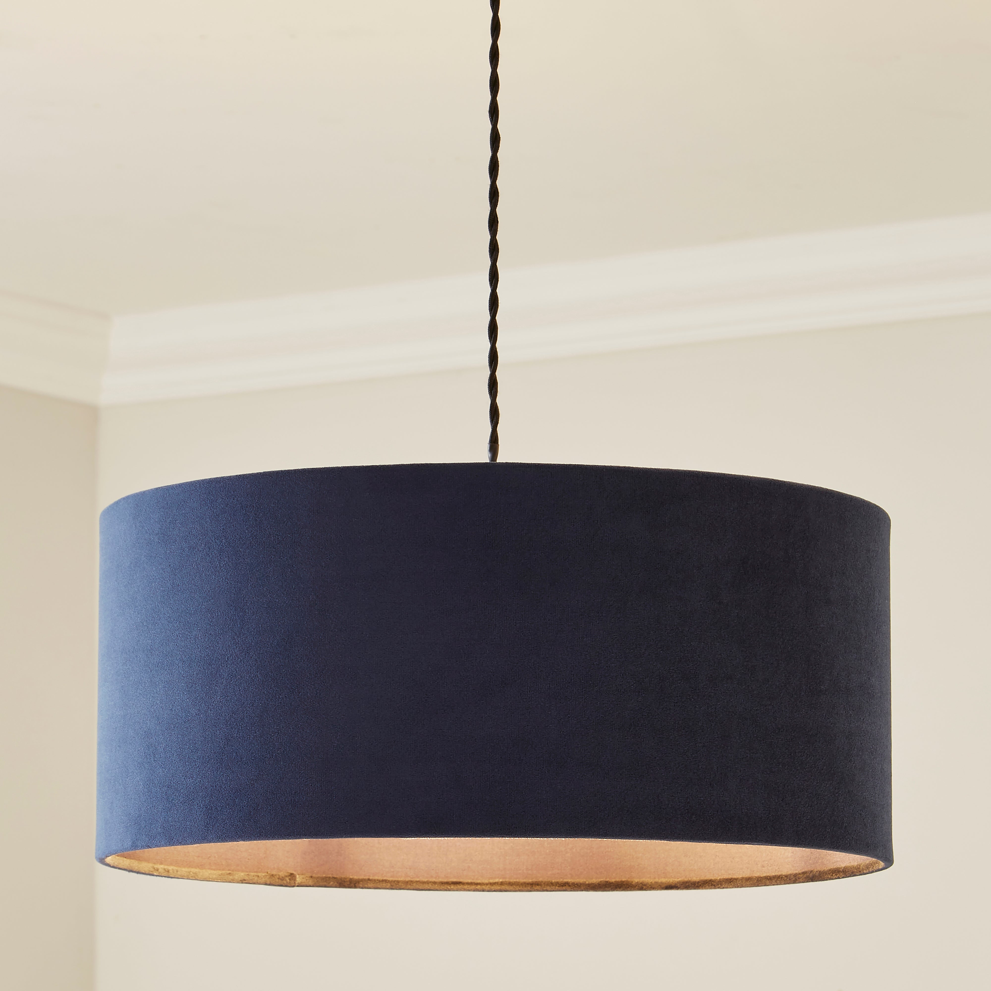 Carmella Drum Velvet Easy Fit Lamp Shade Navy