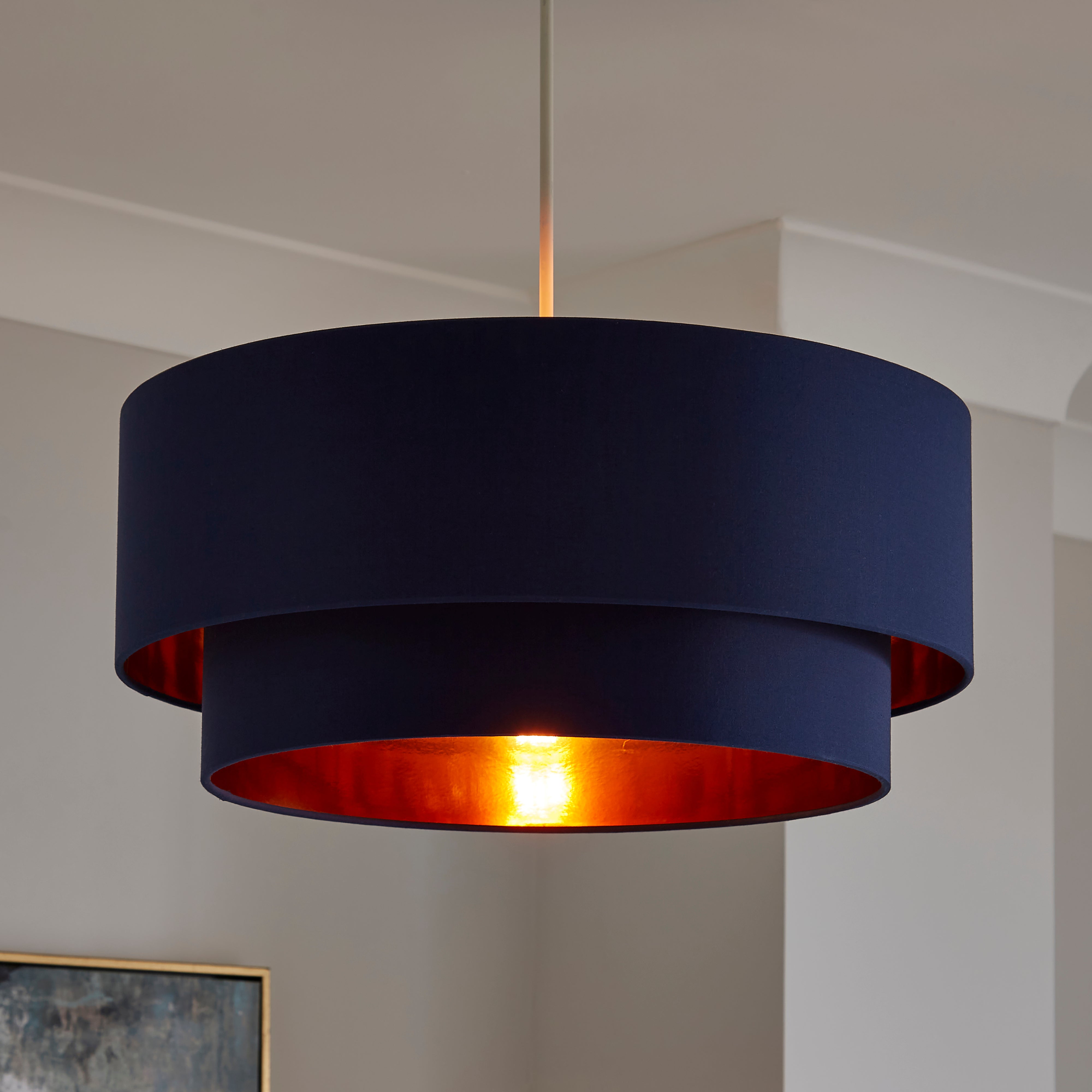 Oro Layered Drum Easy Fit Lamp Shade Navy