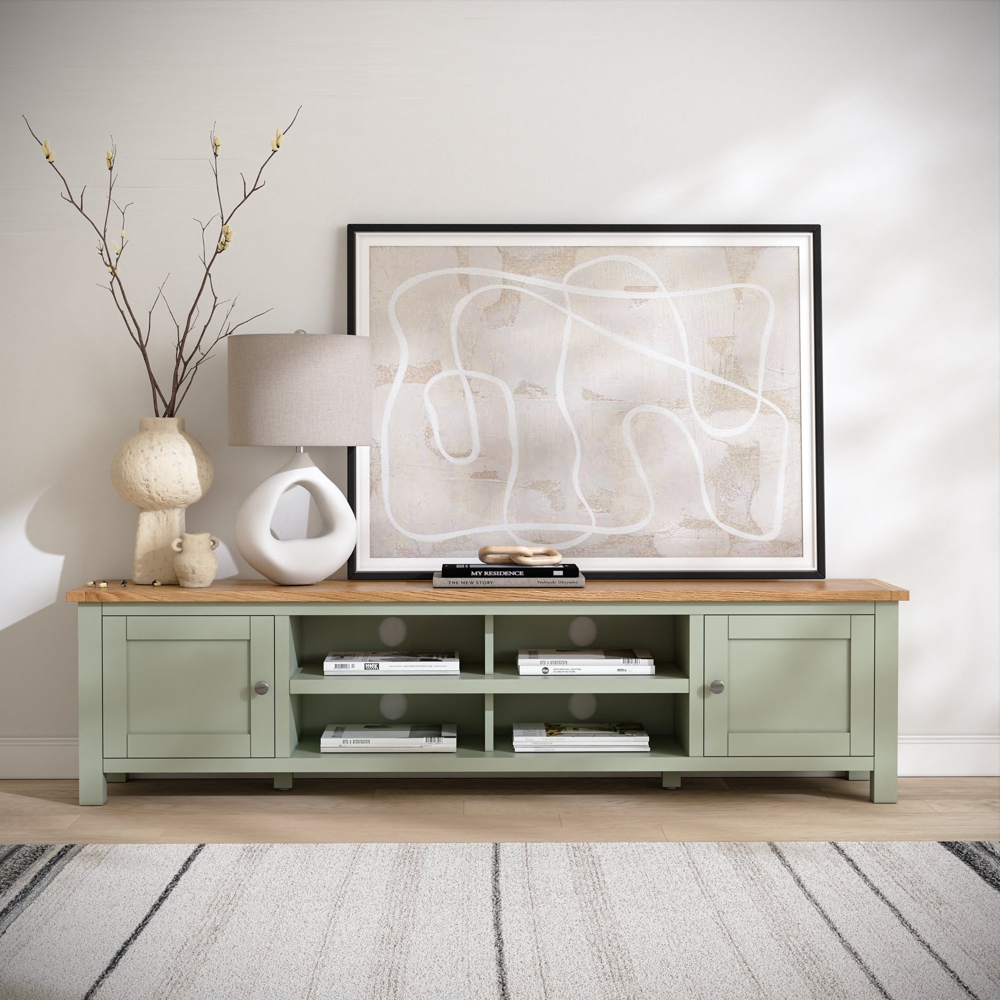 Bromley Extra Wide Tv Unit For Tvs Up To 80 Sage Green