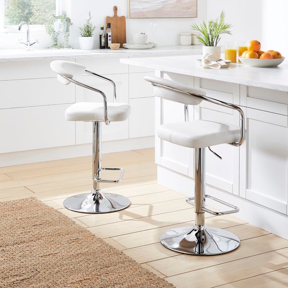 Houston Adjustable Height Swivel Bar Stool Faux Leather