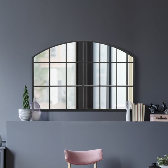 Arcus Window Arched Indoor Outdoor Wall Mirror Black