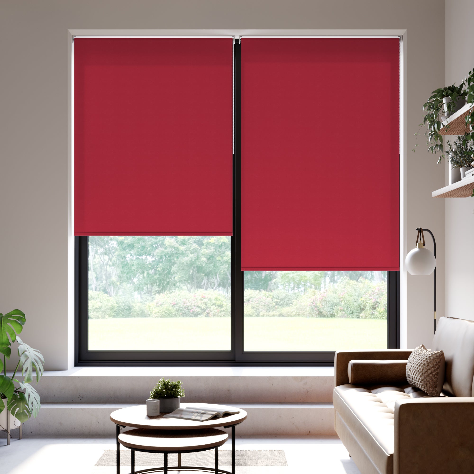 Iona Daylight Made to Measure Flame Retardant Roller Blind Fabric Sample Iona Scarlet