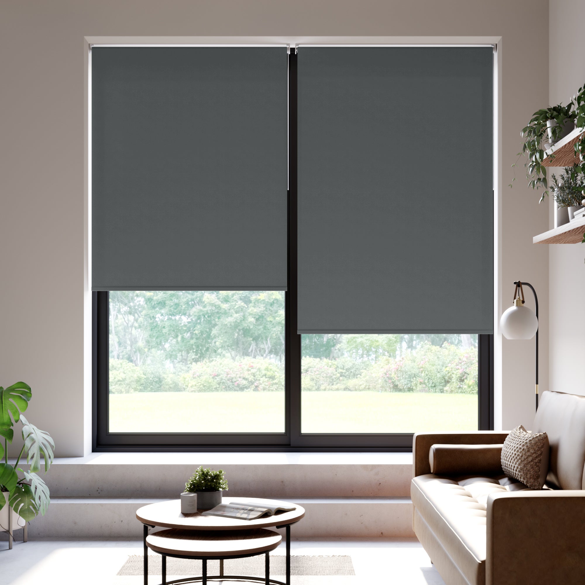 Iona Daylight Made to Measure Flame Retardant Roller Blind Fabric Sample Iona Charcoal