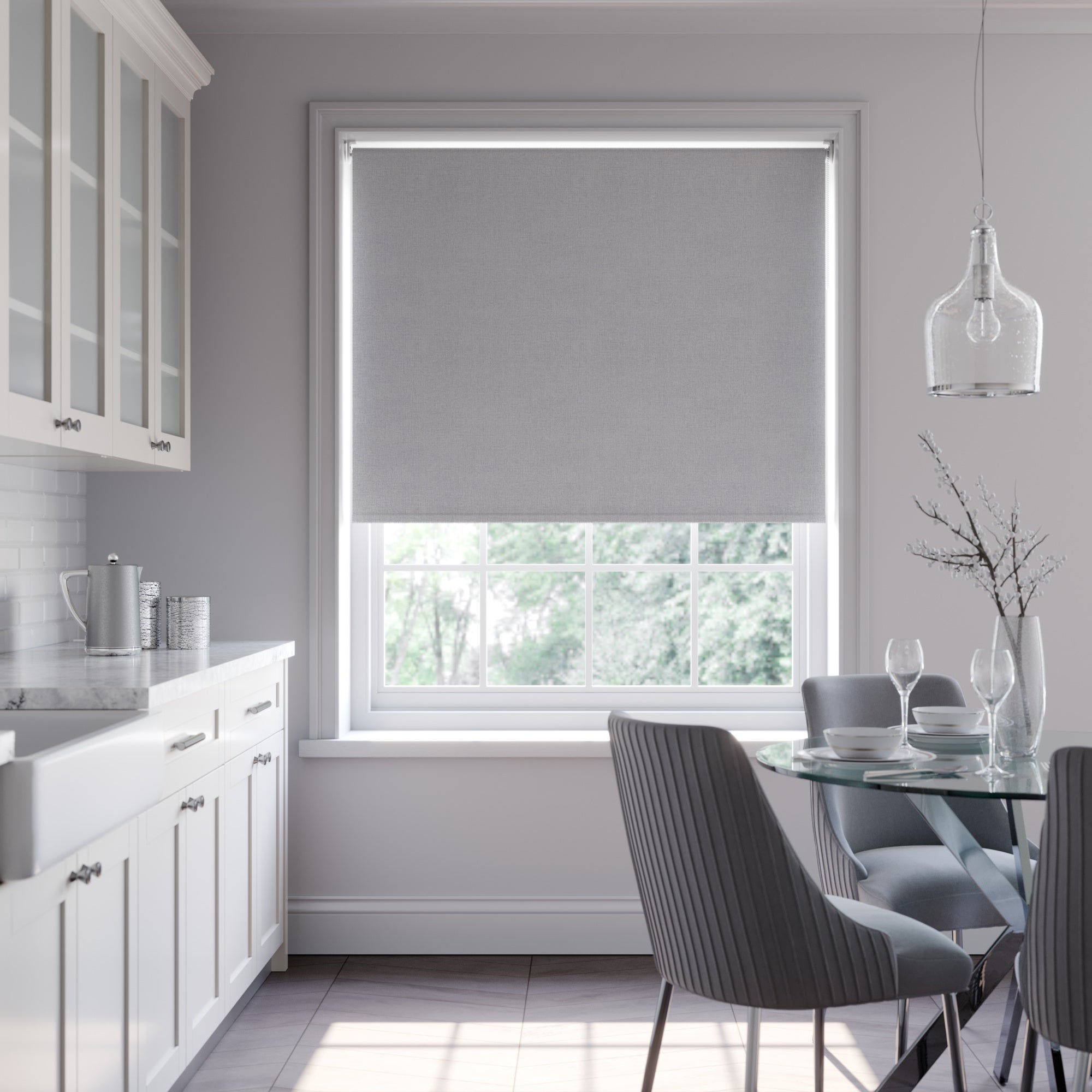 Quinton Blackout Made to Measure Roller Blind Fabric Sample Quinton Steel Grey