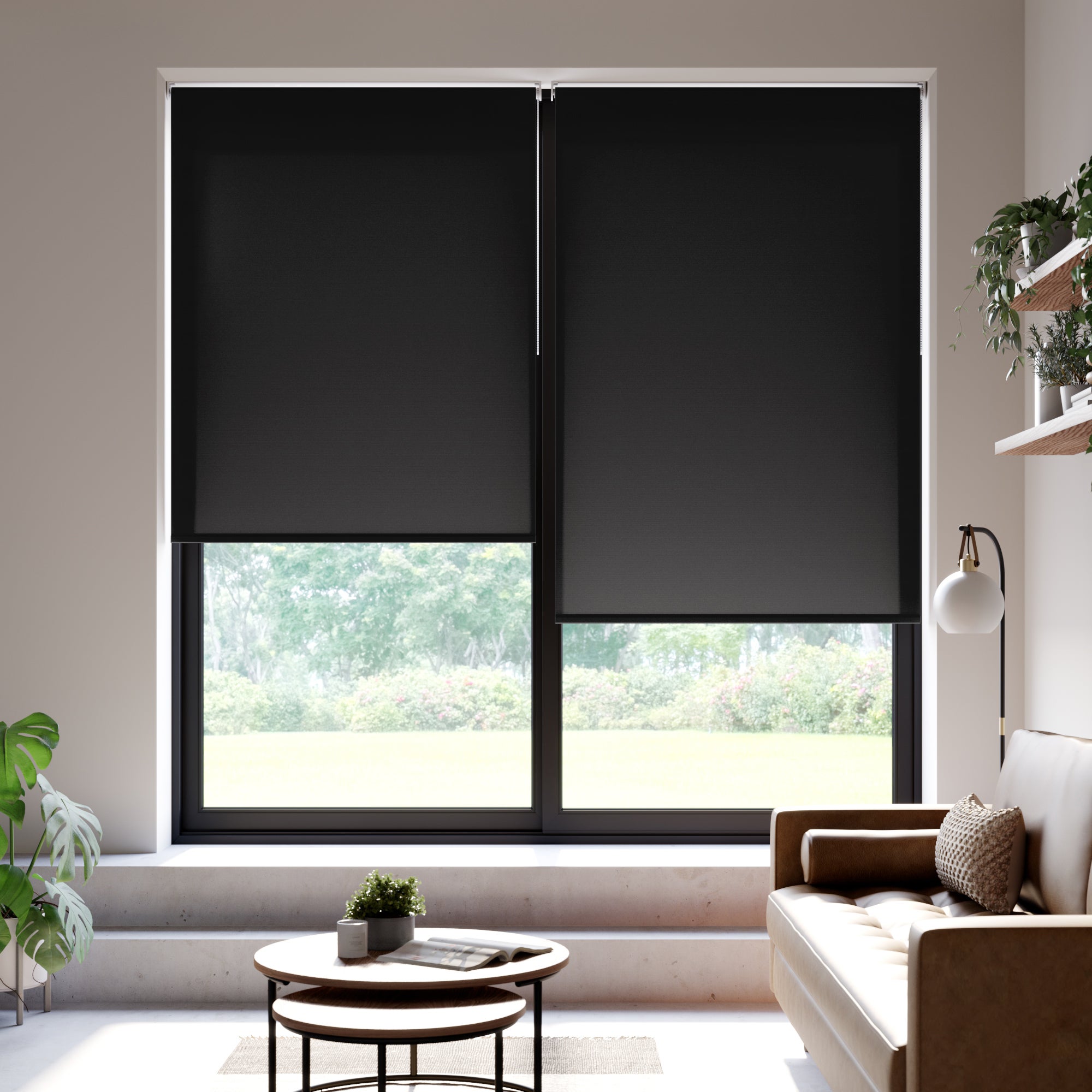 Perspective Daylight Made to Measure Flame Retardant Roller Blind Fabric Sample Perspective Black Iron
