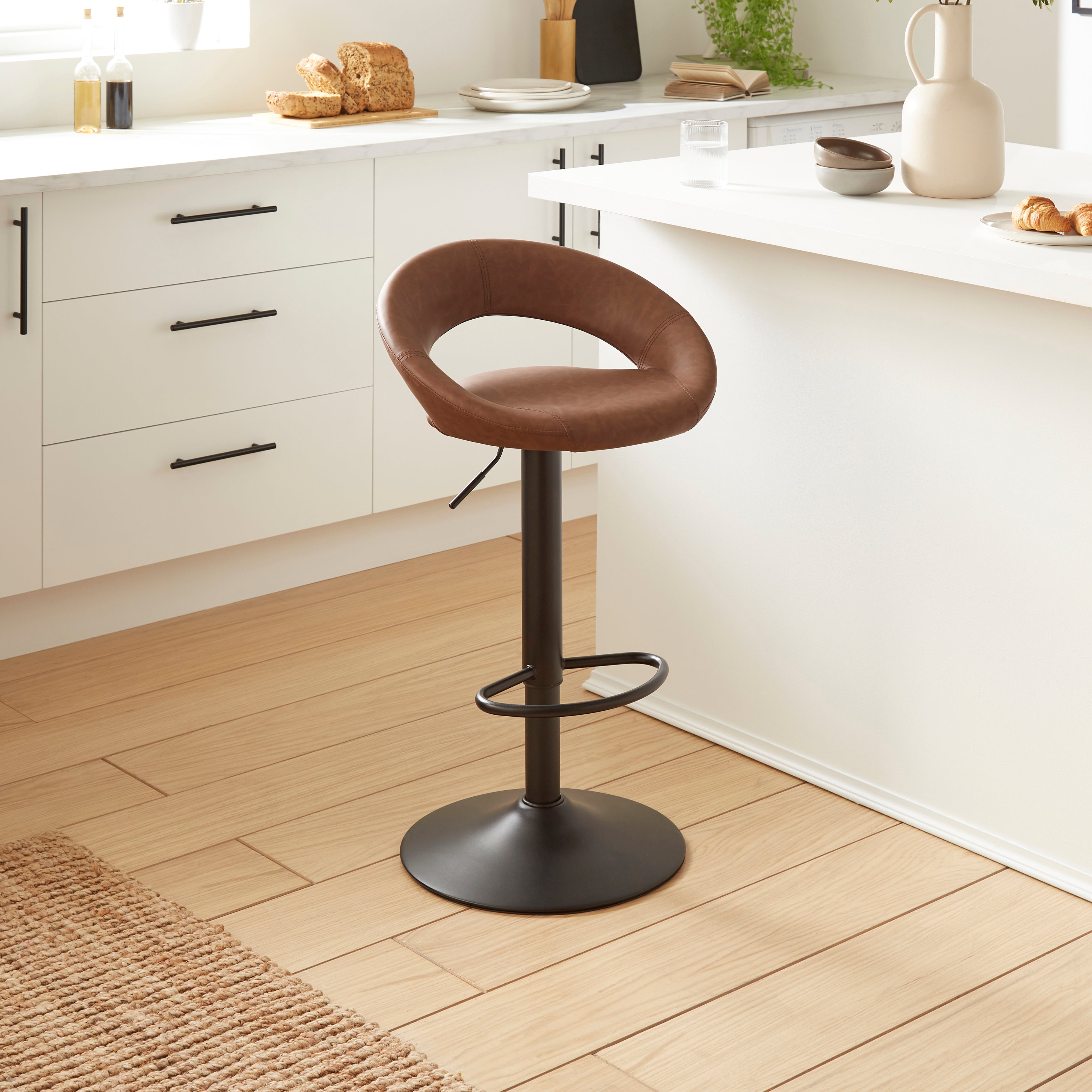 Knox Faux Leather Adjustable Height Swivel Bar Stool