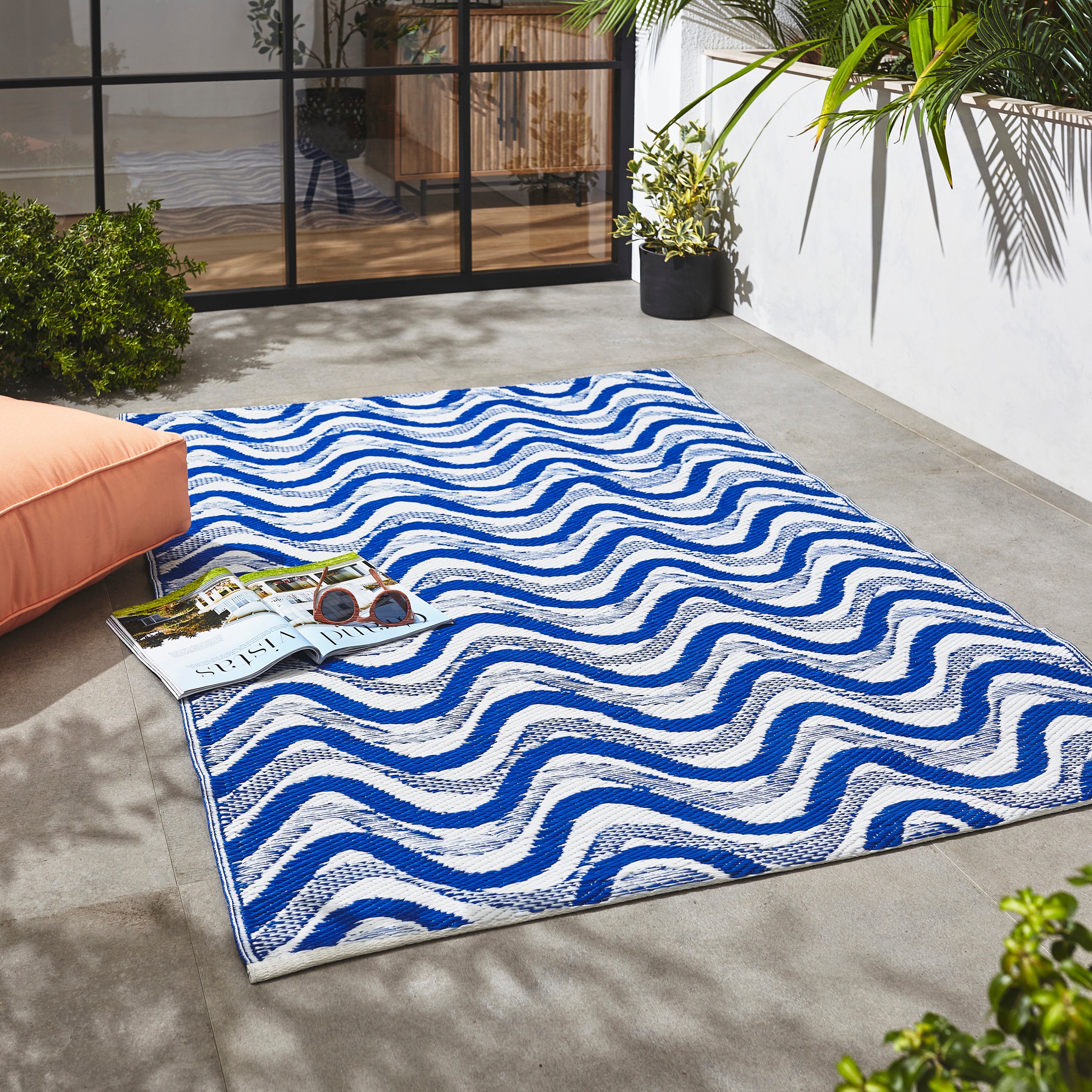 Blue Waves Indoor Outdoor Plastic Rug