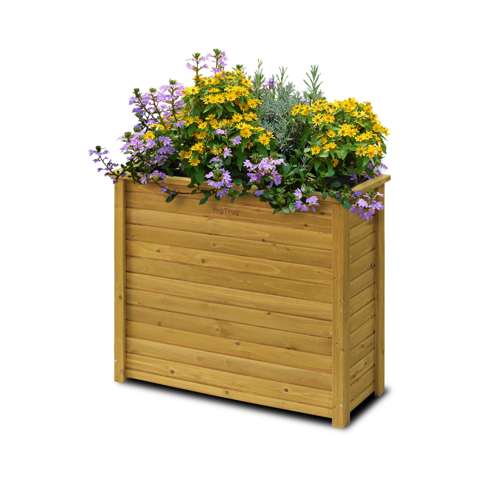 Vegtrug Wooden Rectangle Planter Tall Natural