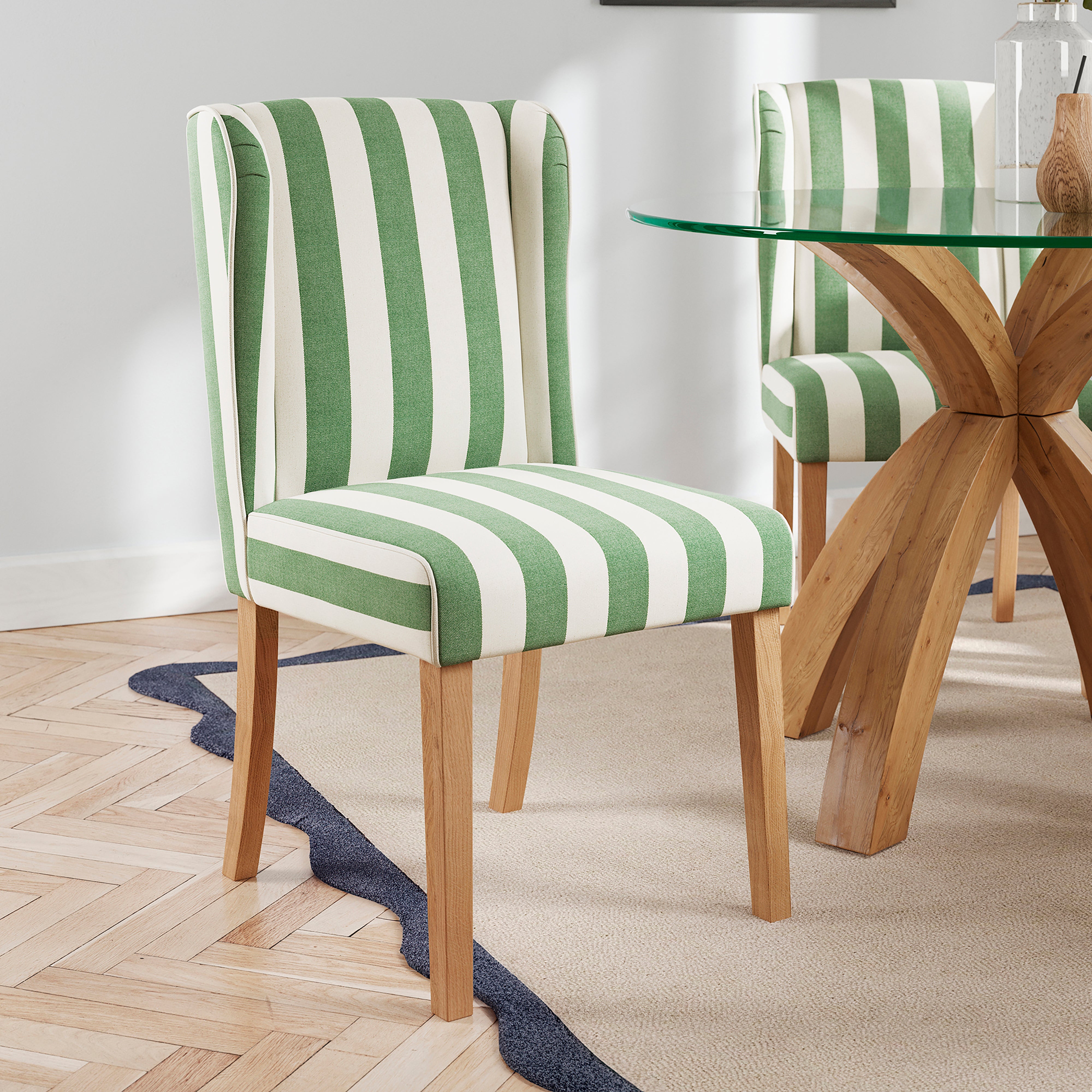 Oswald Dining Chair Striped Print Olive