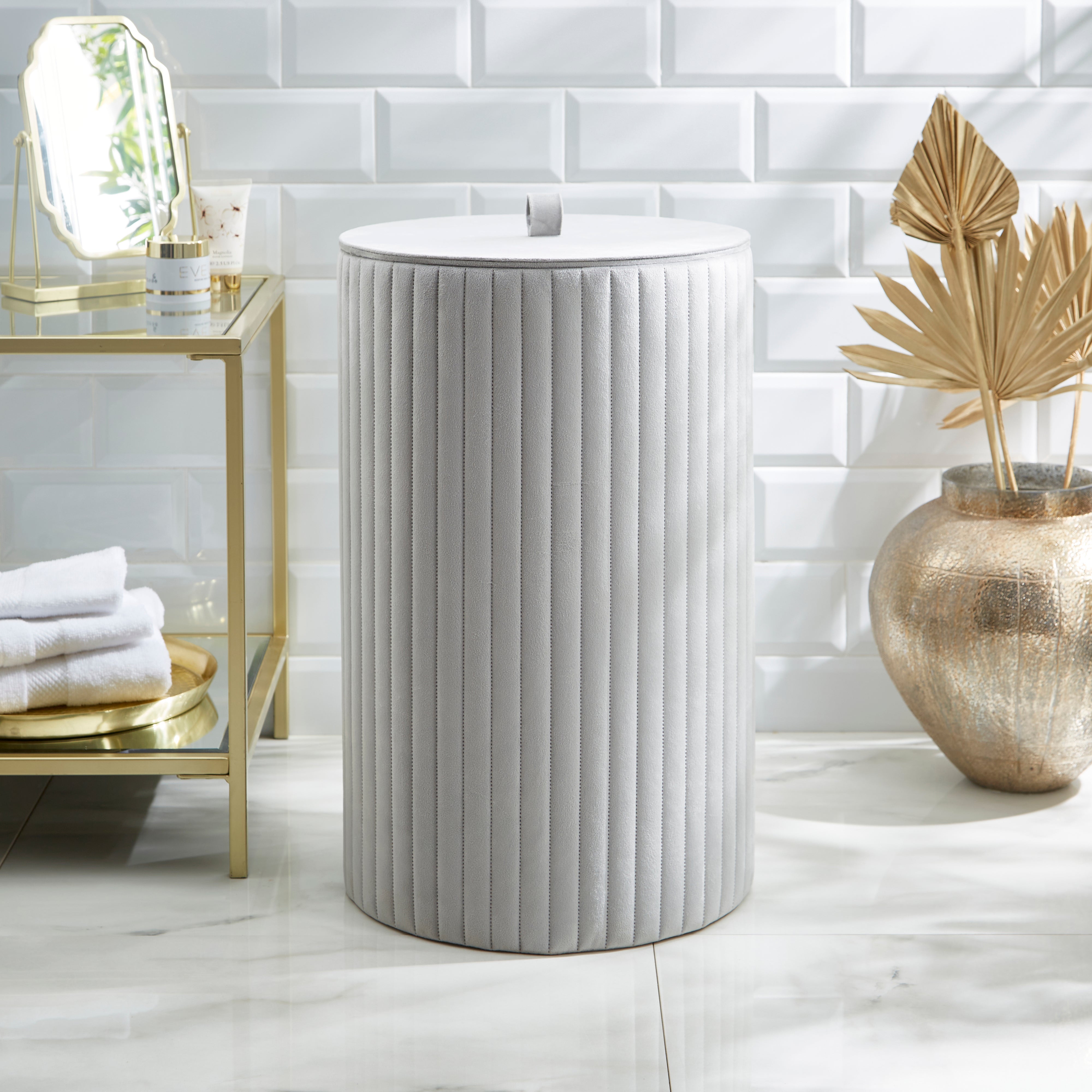 Modern Luxe Ribbed Laundry Basket