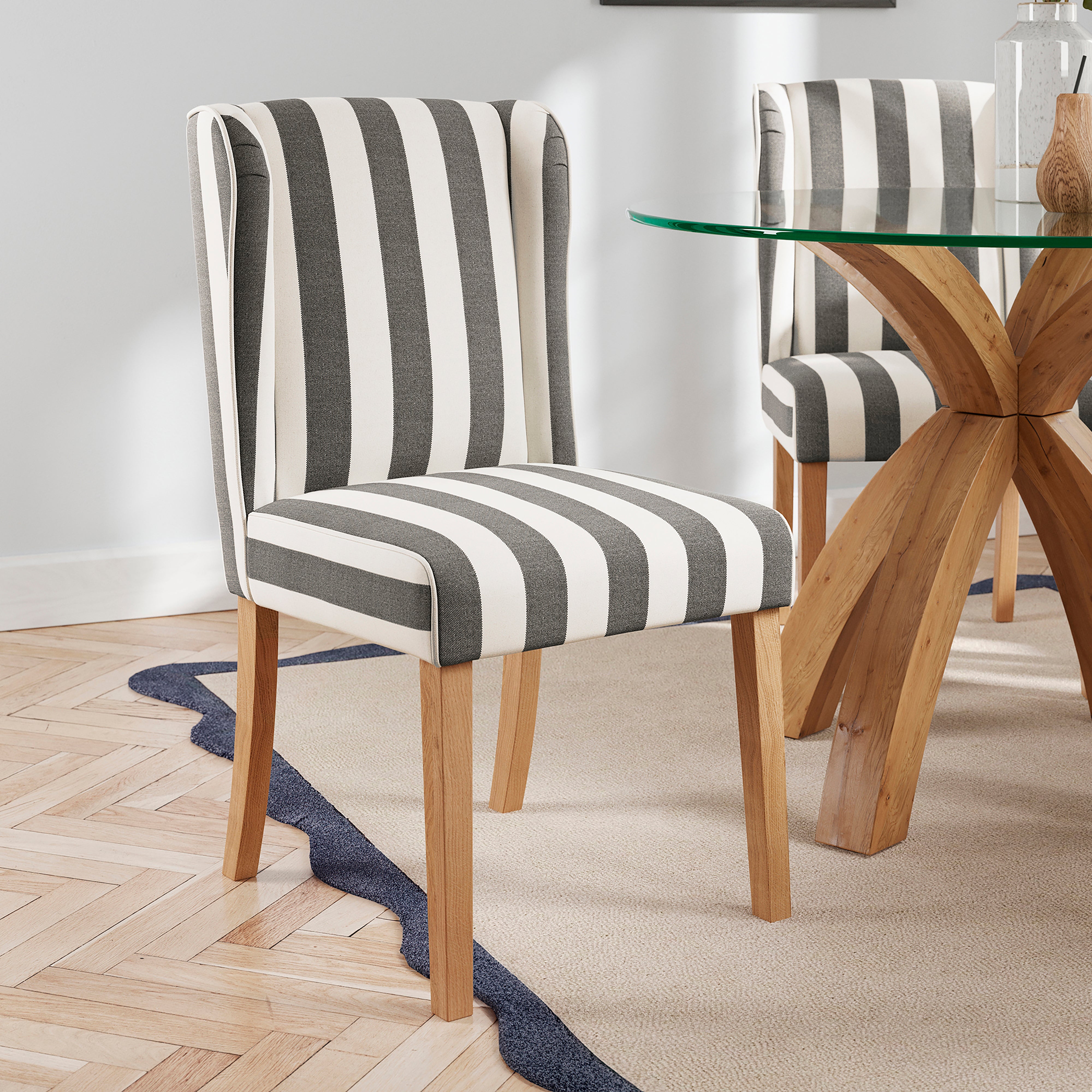 Oswald Dining Chair Striped Print Black