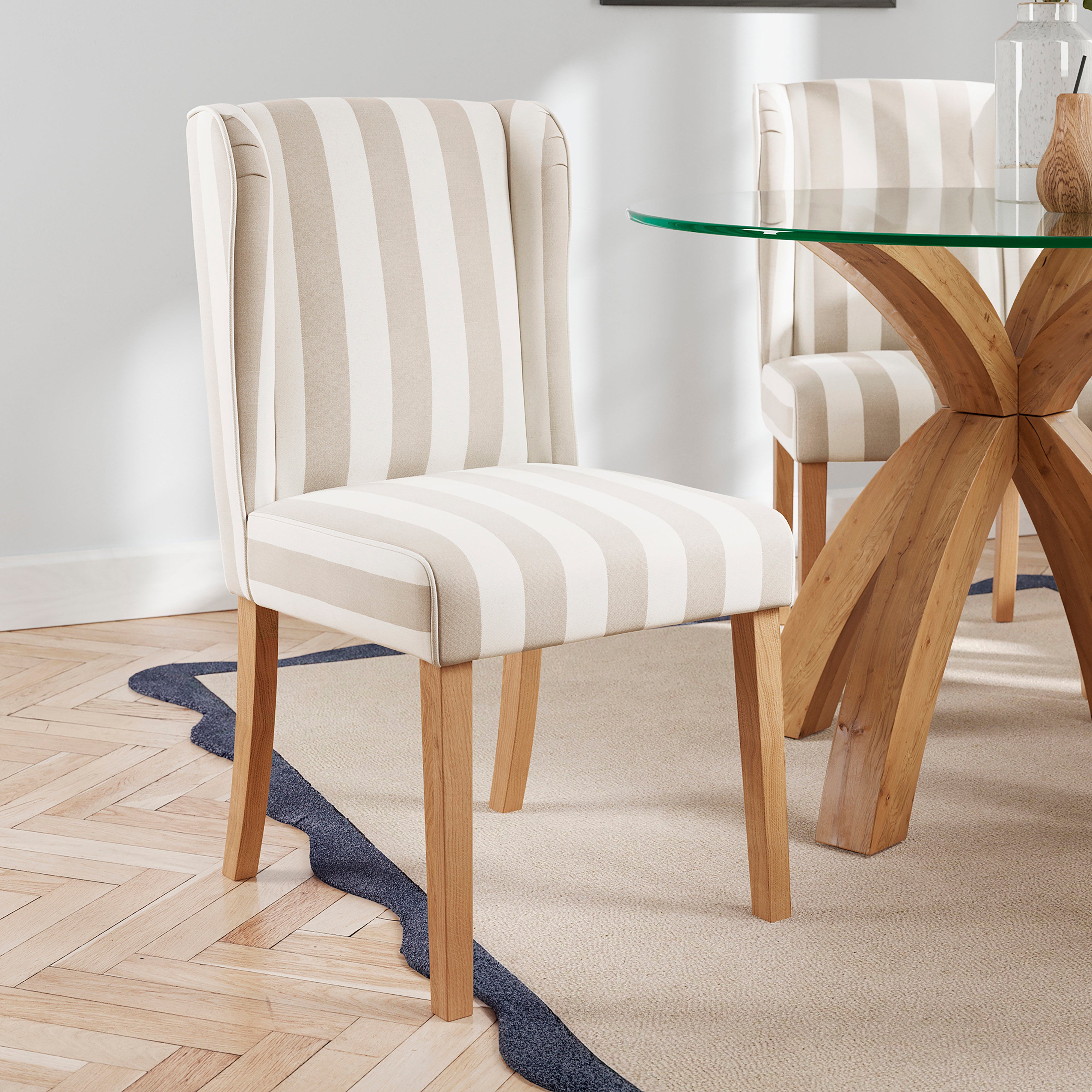 Oswald Dining Chair Striped Print Natural