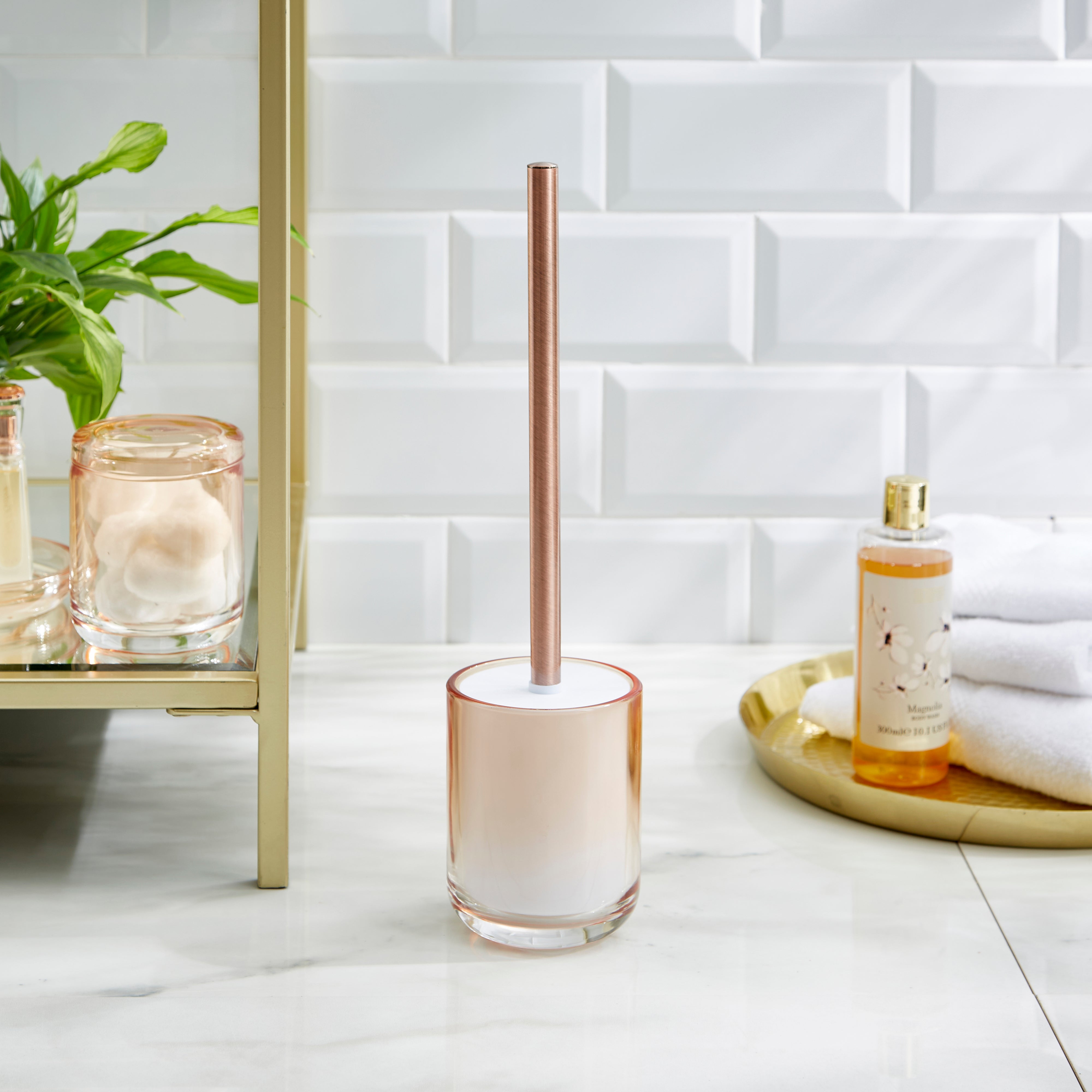 Ombre Apricot Glass Toilet Brush