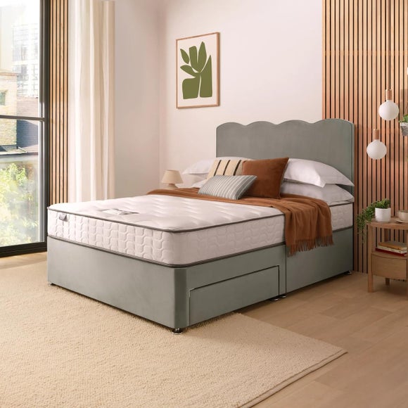 Silentnight Divan Bed With Wave Velvet Headboard and 800 Pocket Sprung Mattress