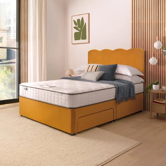 Silentnight Divan Bed With Wave Velvet Headboard