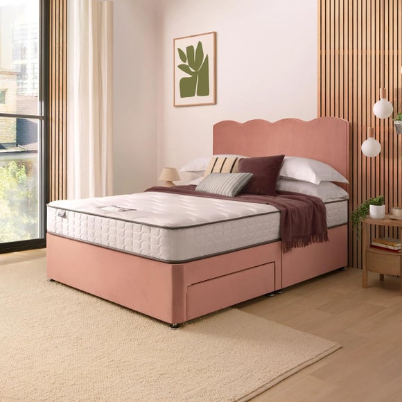 Silentnight Divan Bed With Wave Velvet Headboard