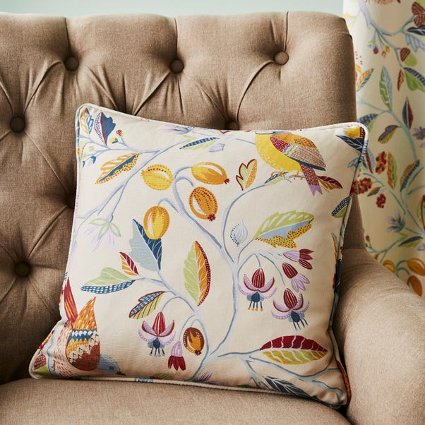 Bird and Berries Square Cushion image 1 of 2