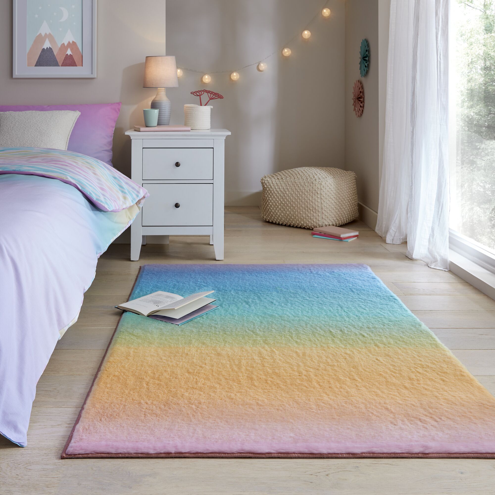 Ombre Horizontal Supersoft Faux Fur Rug