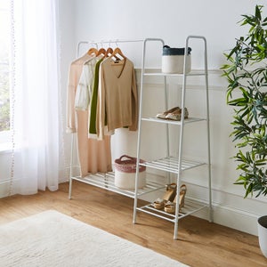 Multifunctional Metal Clothes Rail With Shelves
