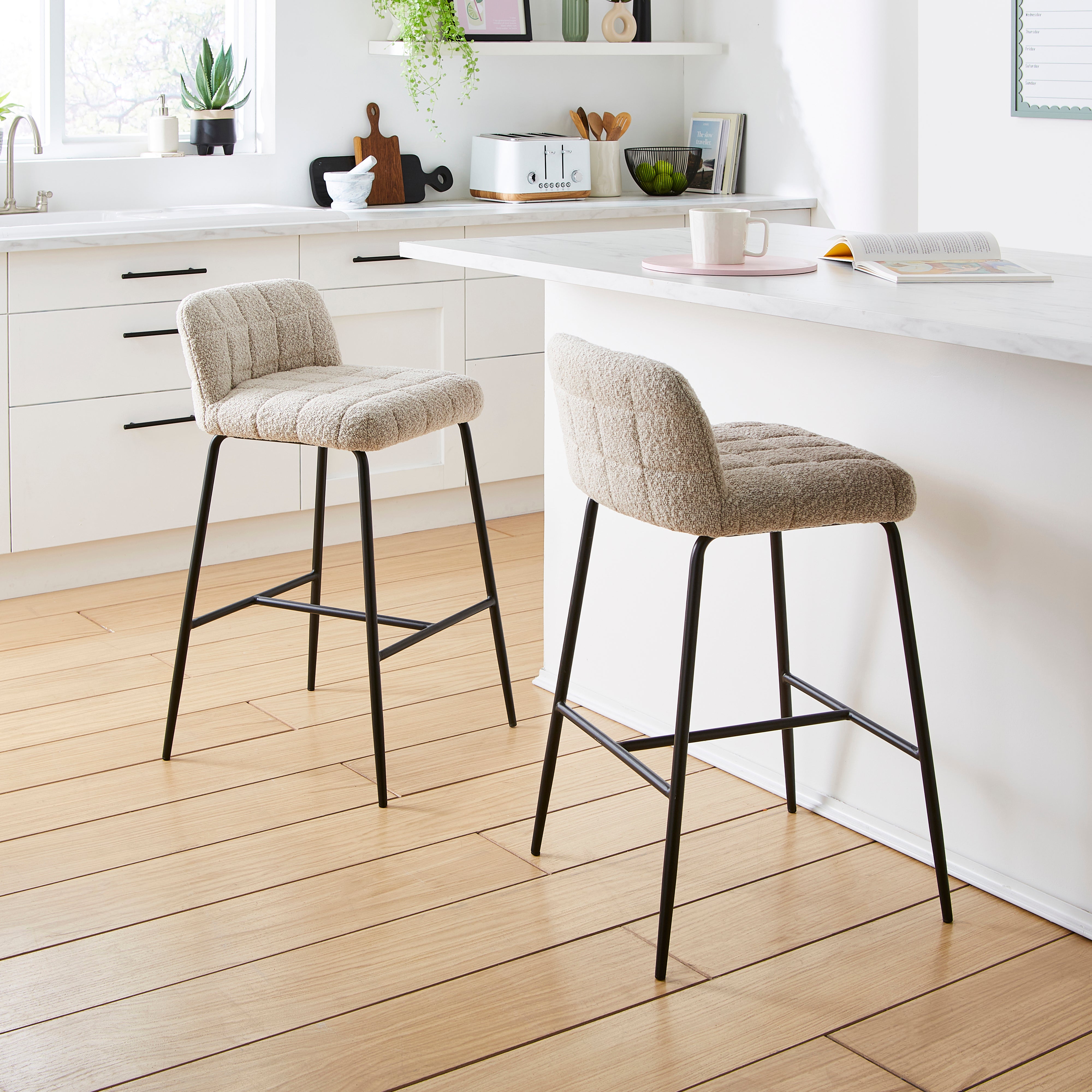 Caden Counter Height Bar Stool, Boucle Mushroom