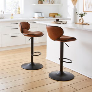 Donte Adjustable Height Swivel Bar Stool- Faux Leather