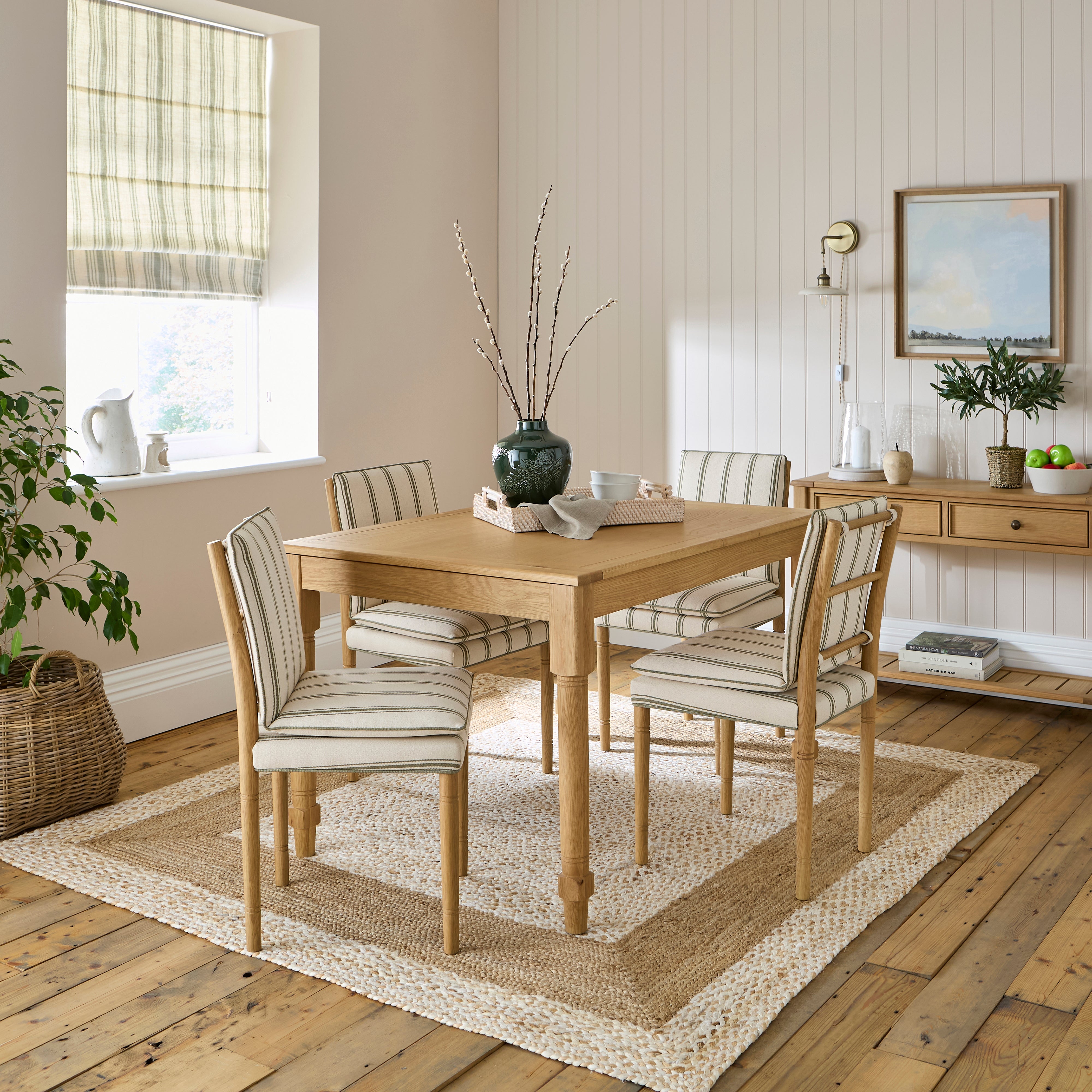 Churchgate Walcote Dining Chair Striped Fabric Natural