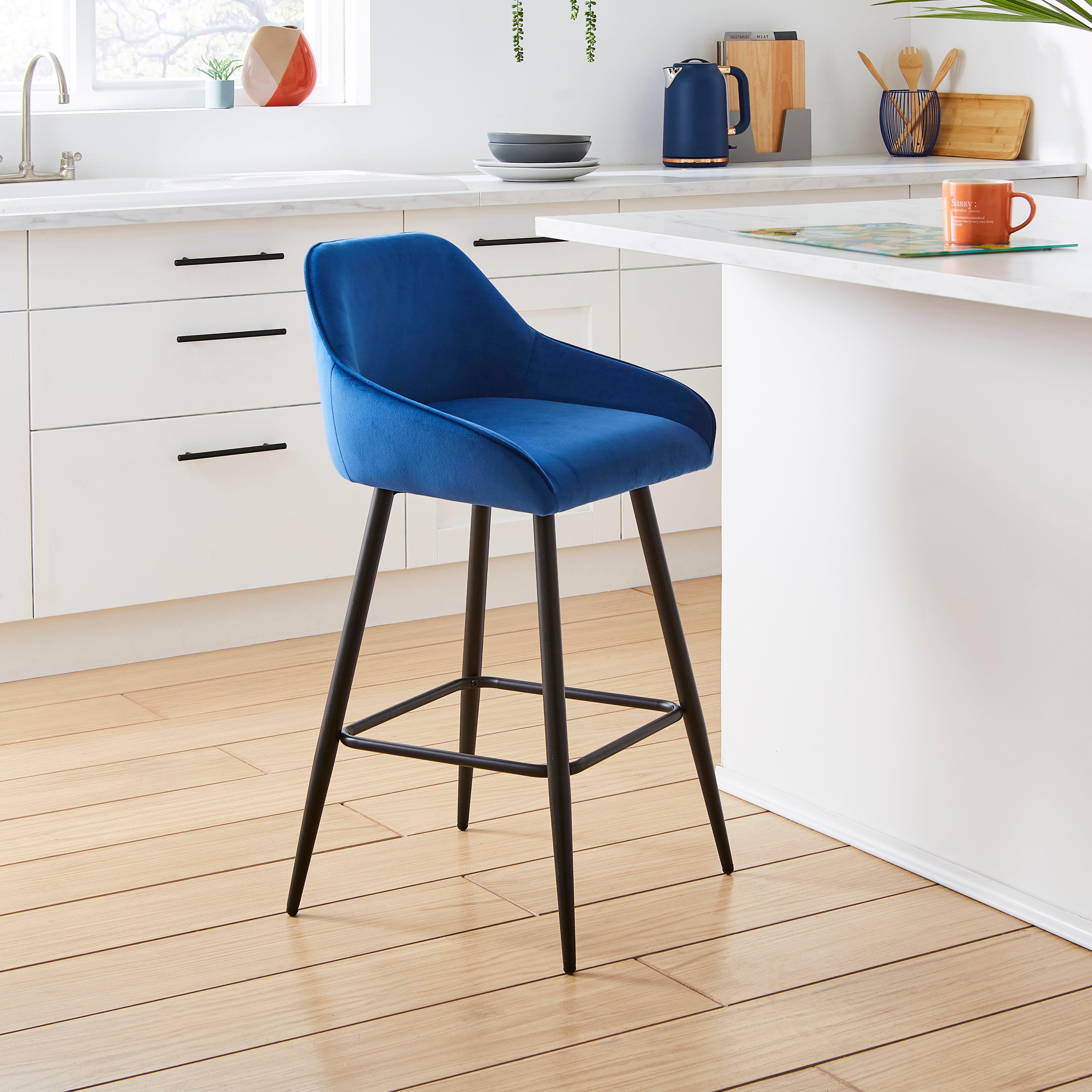 Radleigh Bar Stool Velvet Classic Blue