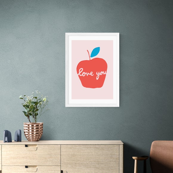 East End Prints - Apple Love You Print by Francesca Iannaccone Pink thumbnail