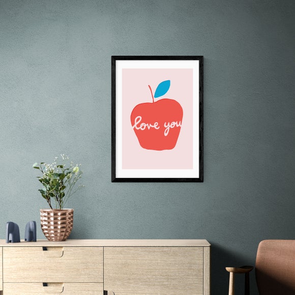 East End Prints - Apple Love You Print by Francesca Iannaccone Pink thumbnail