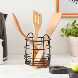 Acacia Black Utensil Pot