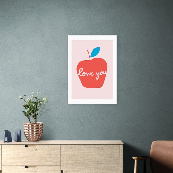 East End Prints - Apple Love You Print by Francesca Iannaccone Pink thumbnail