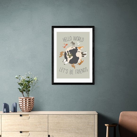 East End Prints - Hello World Print by Mother & Sun Studio MultiColoured thumbnail