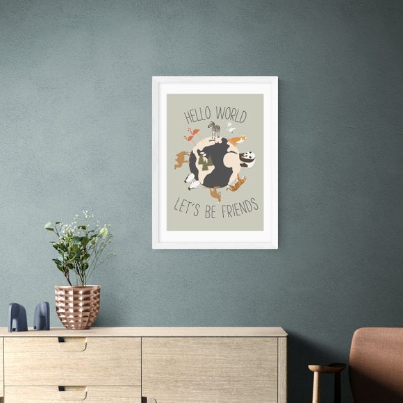 East End Prints - Hello World Print by Mother & Sun Studio MultiColoured thumbnail