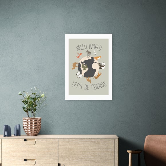 East End Prints - Hello World Print by Mother & Sun Studio MultiColoured thumbnail