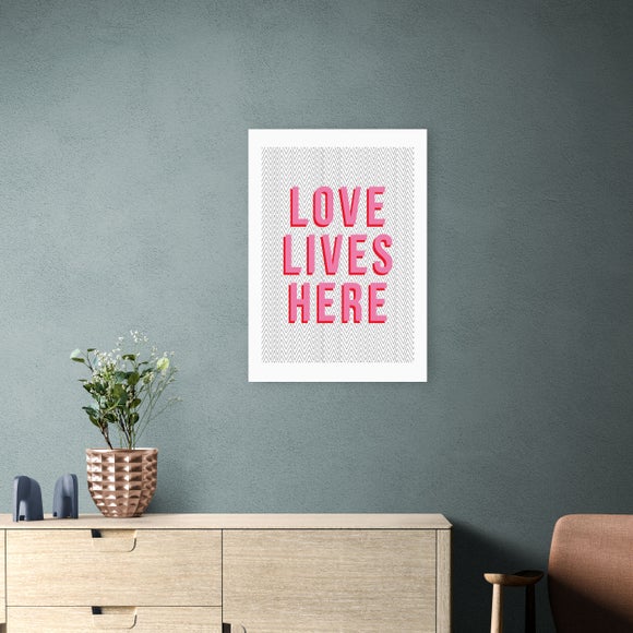 East End Prints - Love Lives Here Print by The Native State Pink thumbnail
