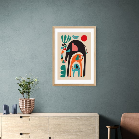 East End Prints - Three Elephants Print by Rachel Lee MultiColoured thumbnail