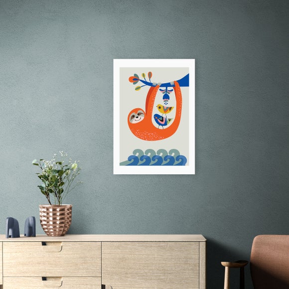 East End Prints - Sloth Print by Rachel Lee MultiColoured thumbnail