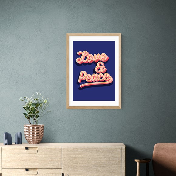 East End Prints - LOVE AND PEACE Print by Show Me Mars Blue thumbnail