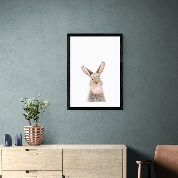 East End Prints - Bubble Gum Bunny Print by Sisi and Seb Pink thumbnail