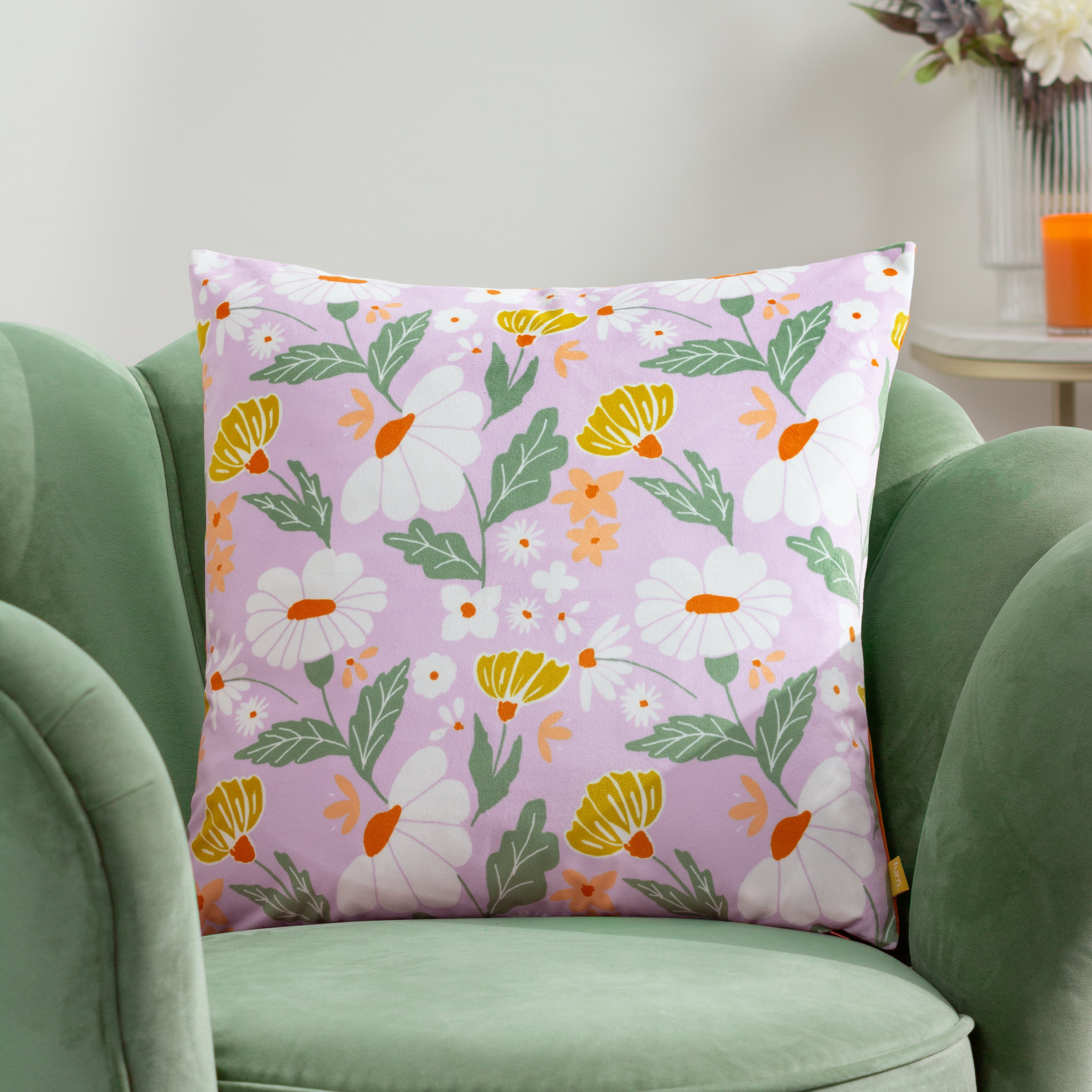 Image of furn. Floral Square Lilac Cushion Lilac