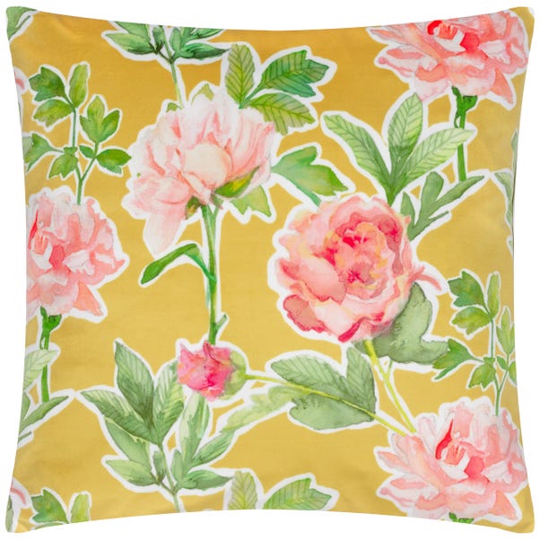 furn. Floral Square Ochre Cushion image 1 of 5