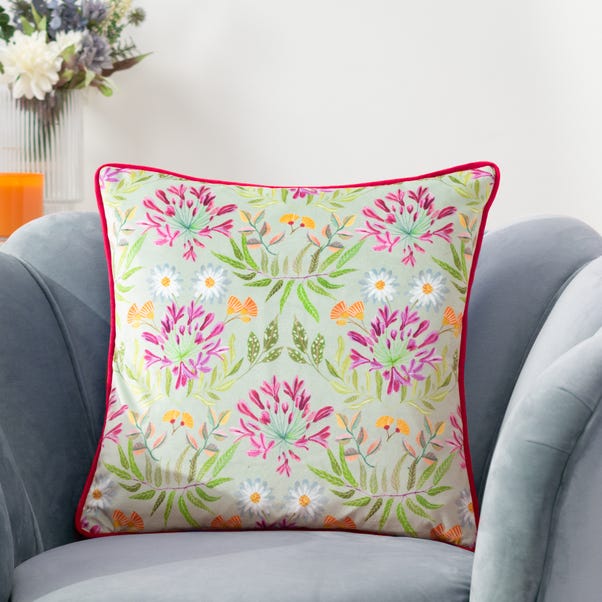 furn. Floral Square Blue Cushion image 1 of 5
