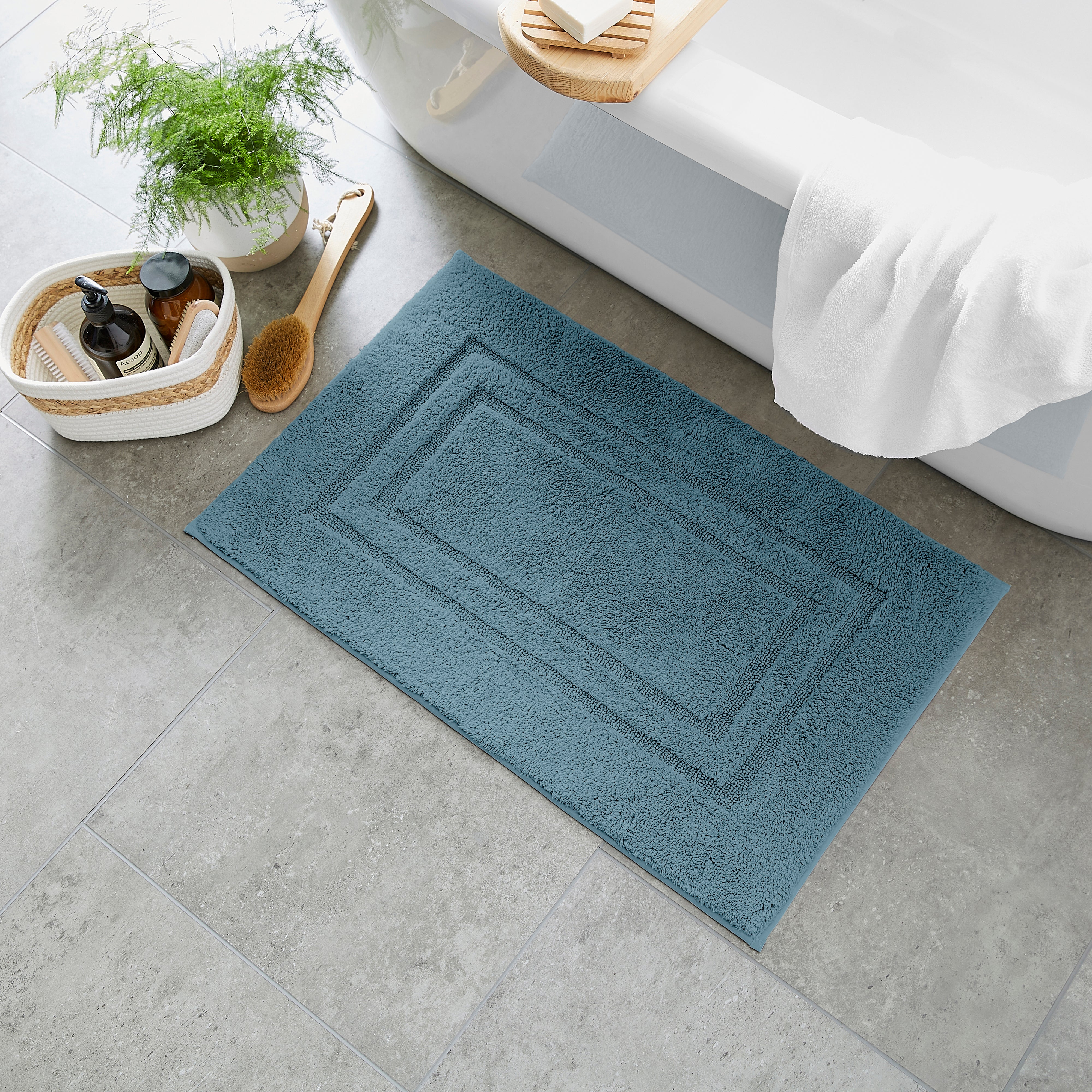 Luxury Cotton Bath Mat Denim