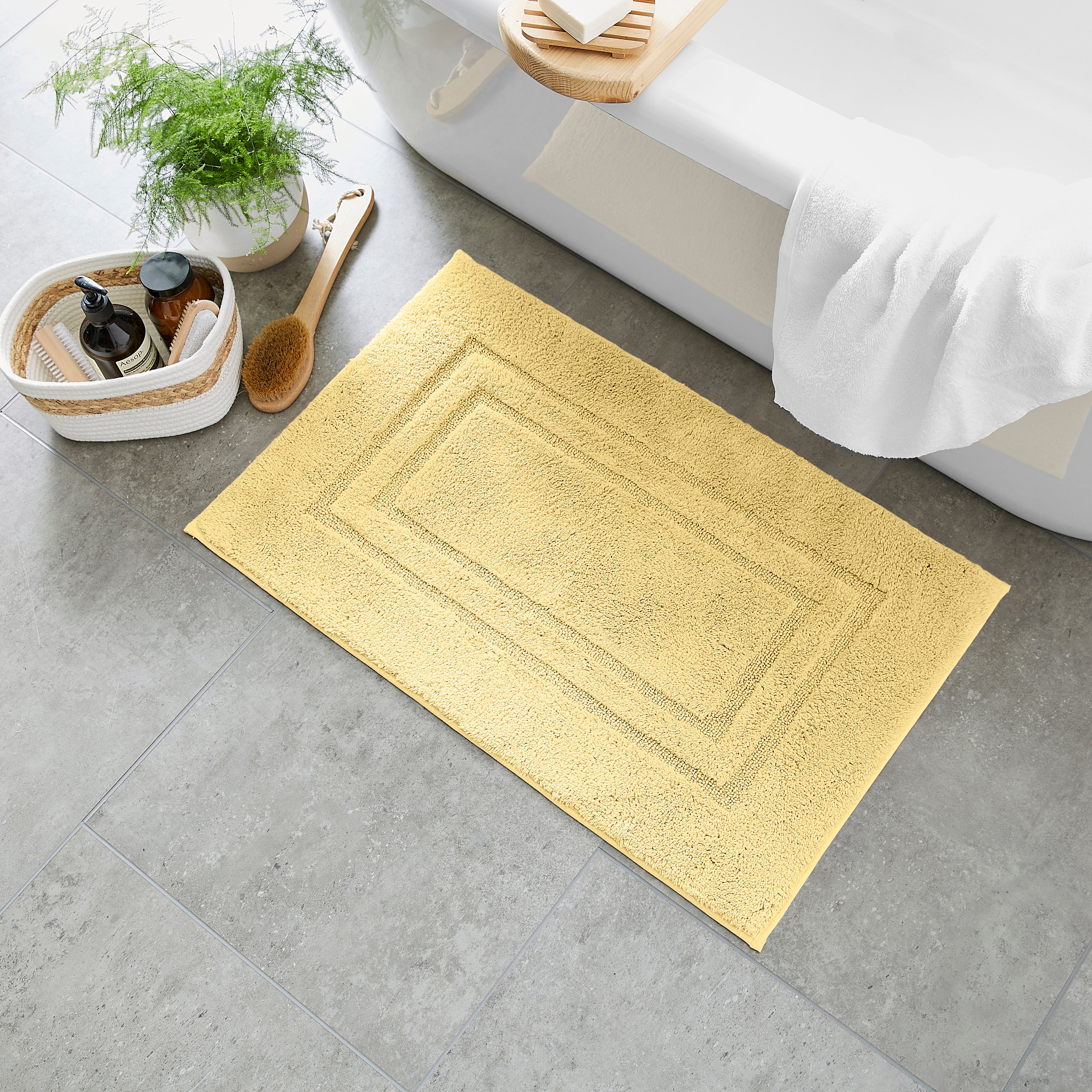 Luxury Cotton Bath Mat Lemon Yellow