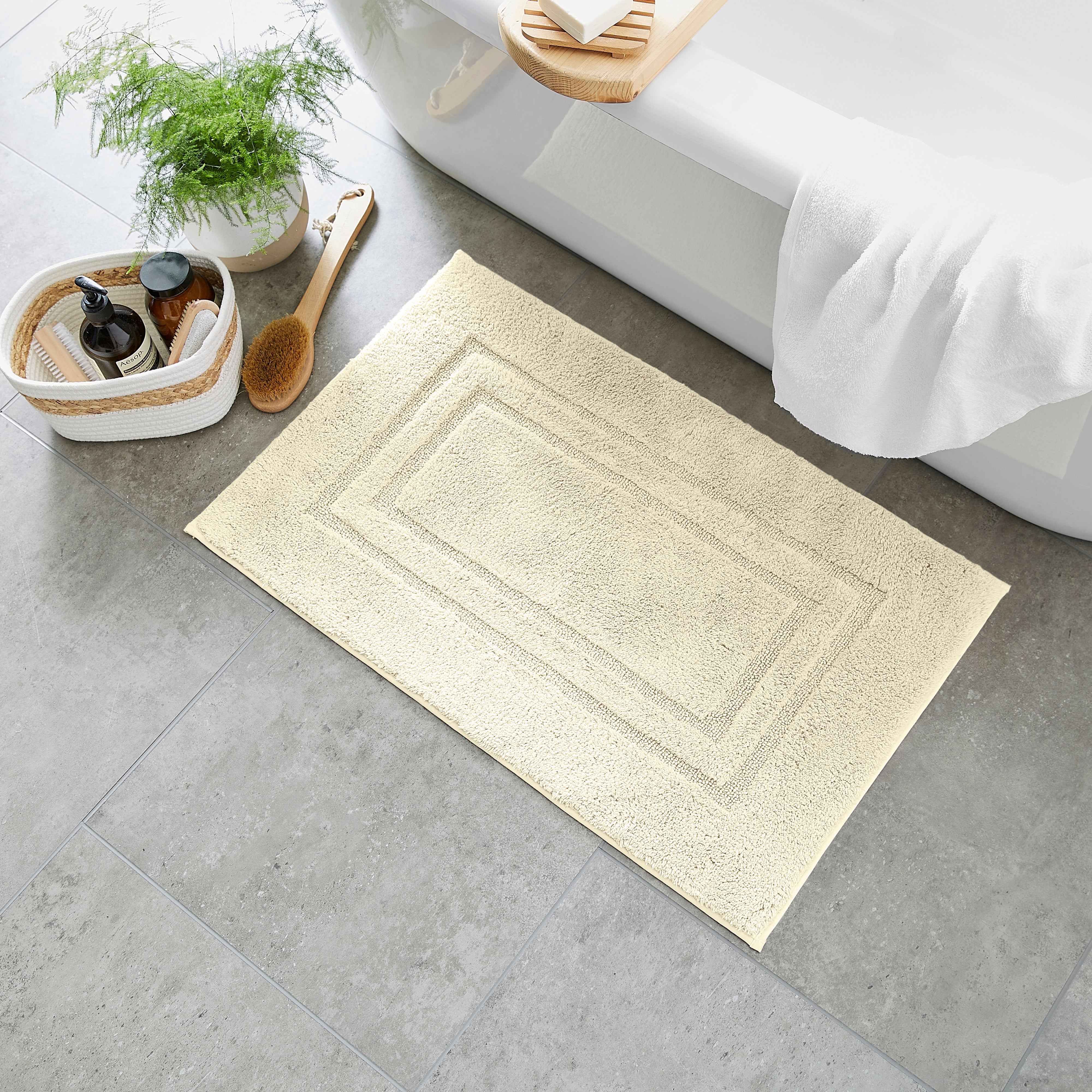 Luxury Cotton Bath Mat Natural