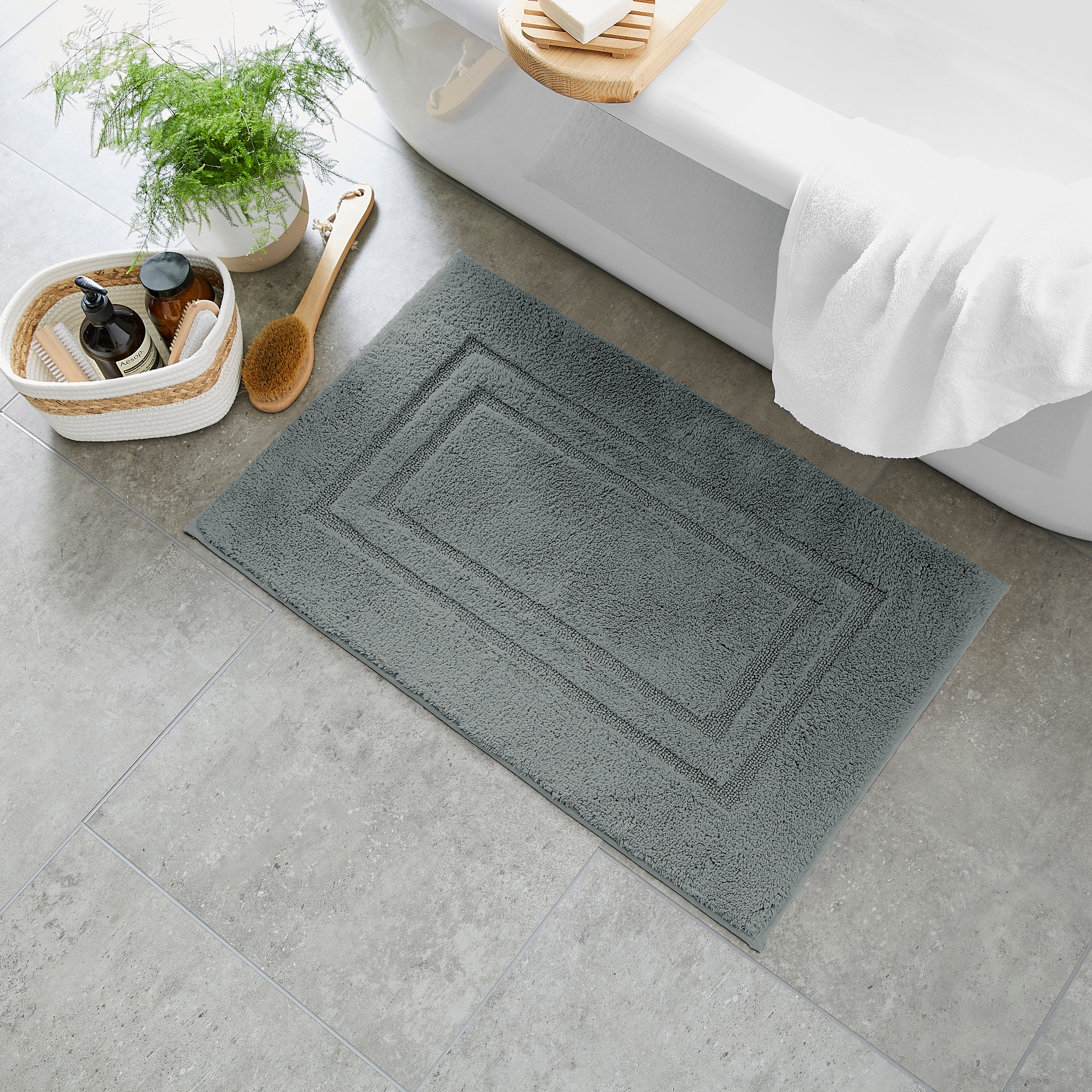 Luxury Cotton Bath Mat Sterling Grey