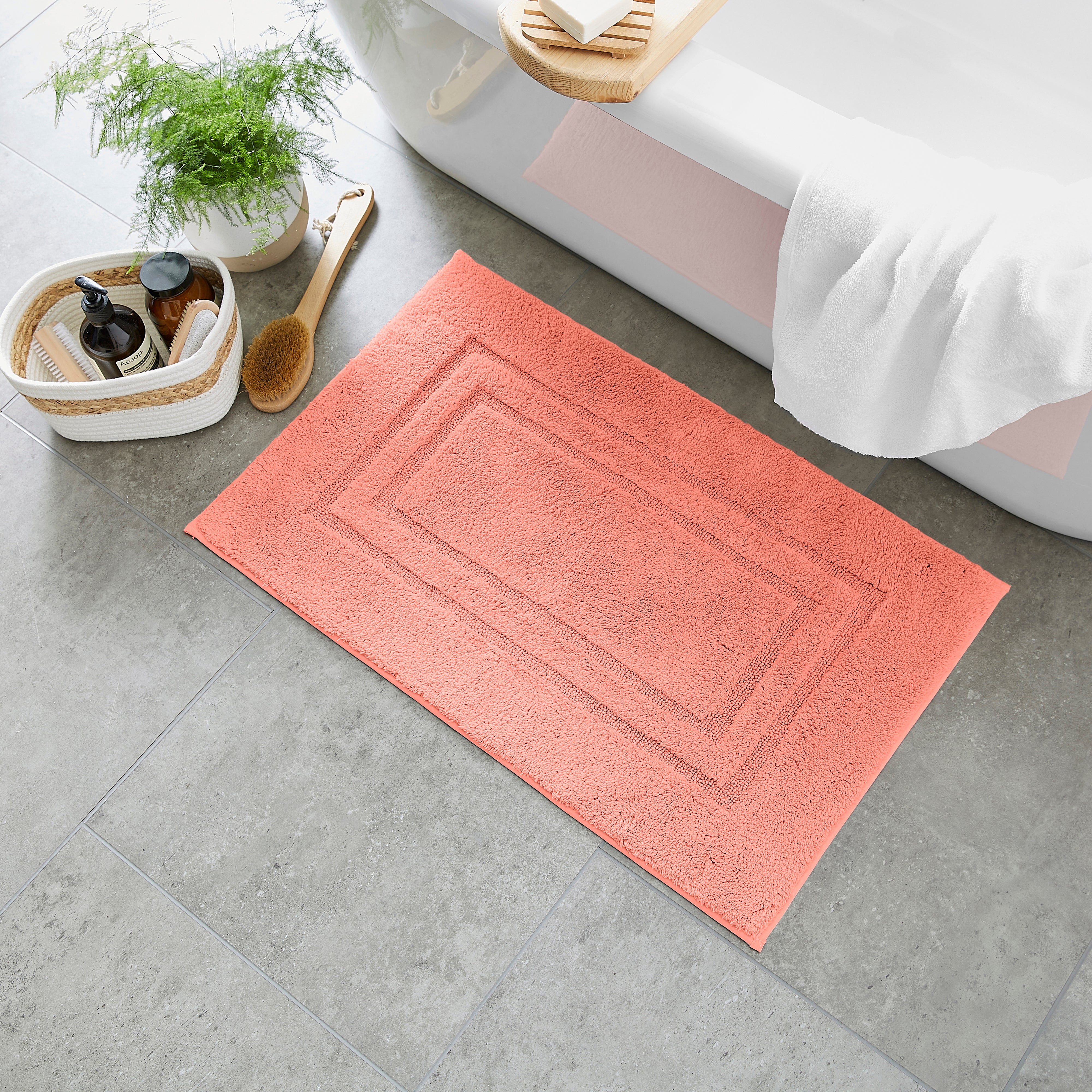 Luxury Cotton Bath Mat Coral