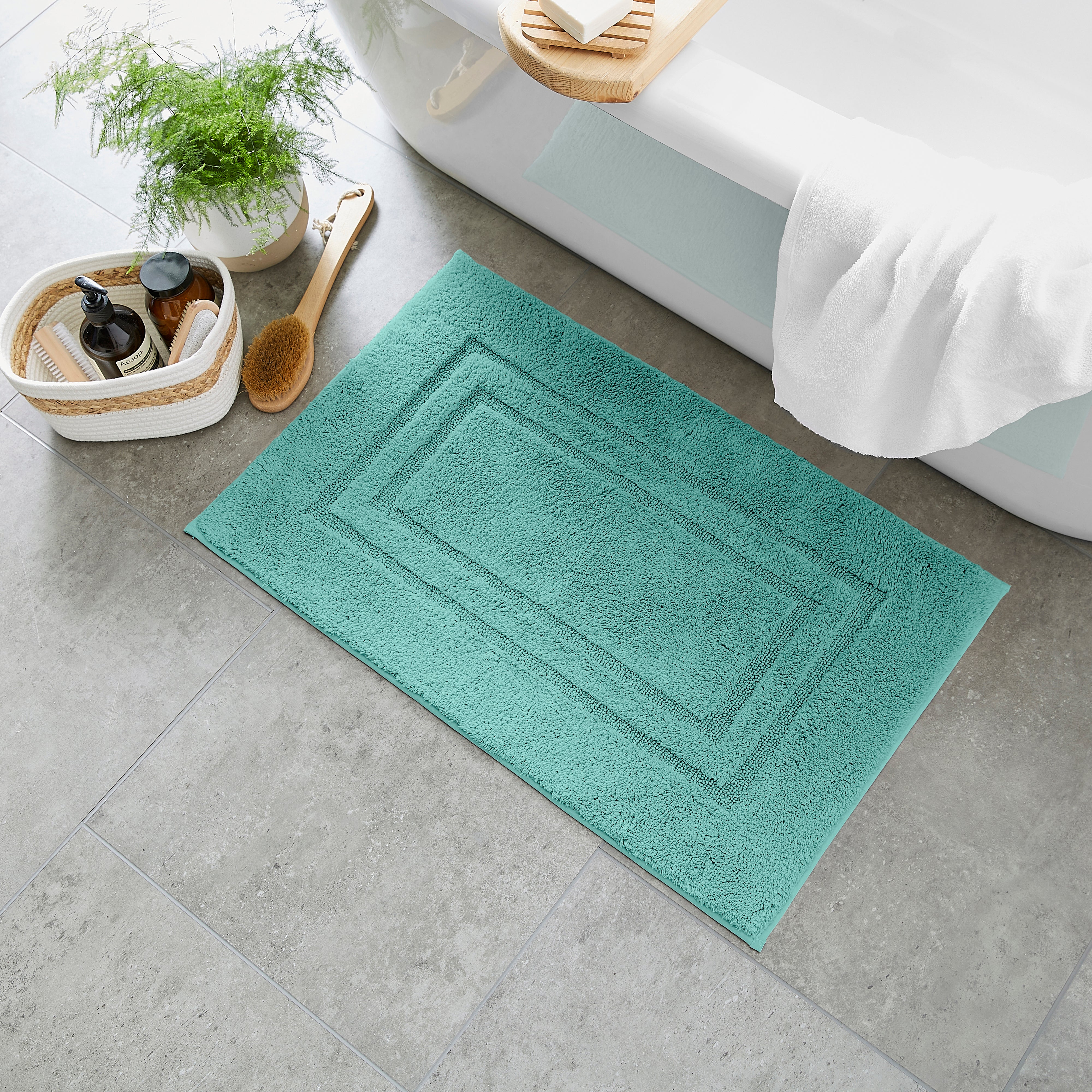 Luxury Cotton Bath Mat Kingfisher Blue