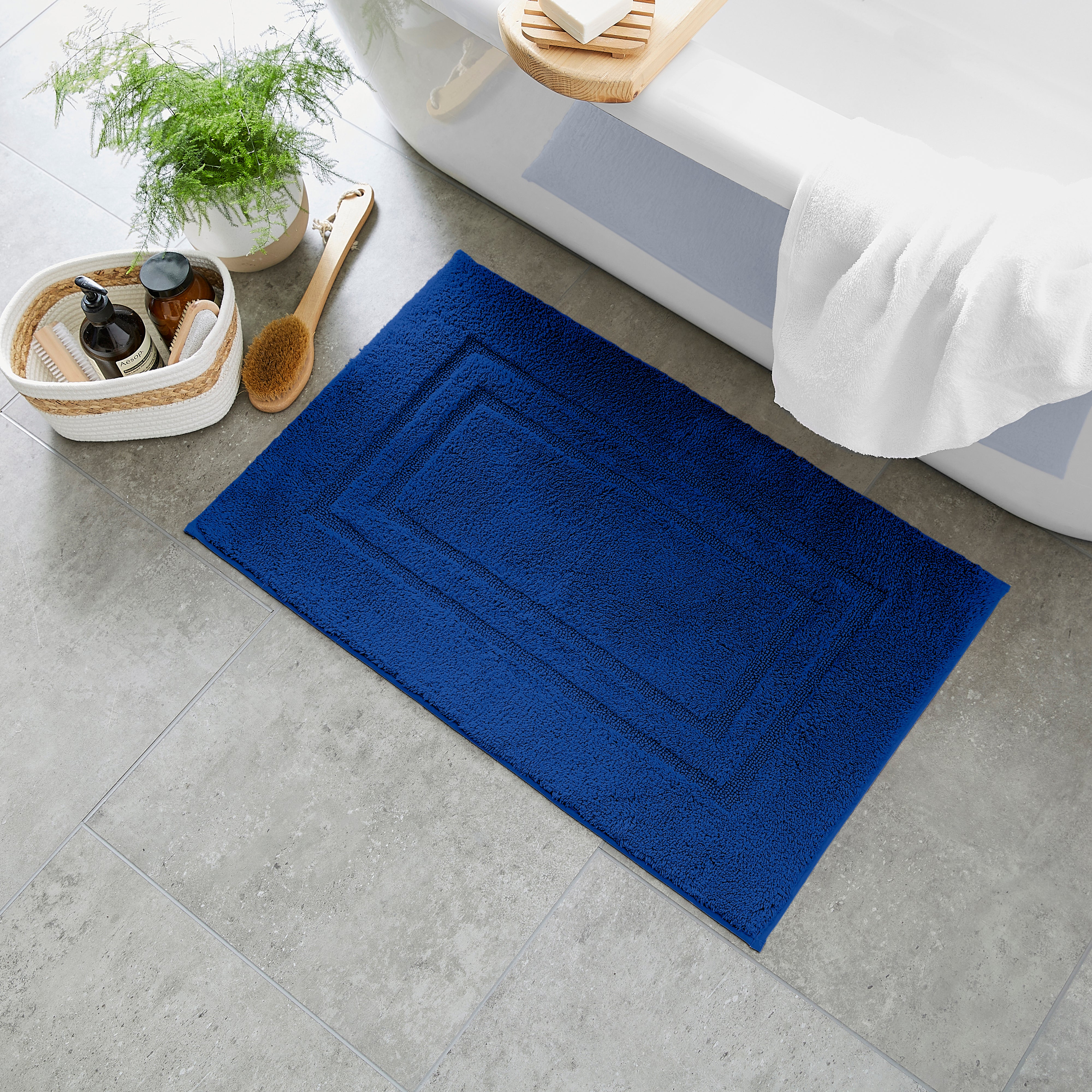 Luxury Cotton Bath Mat Royal Blue